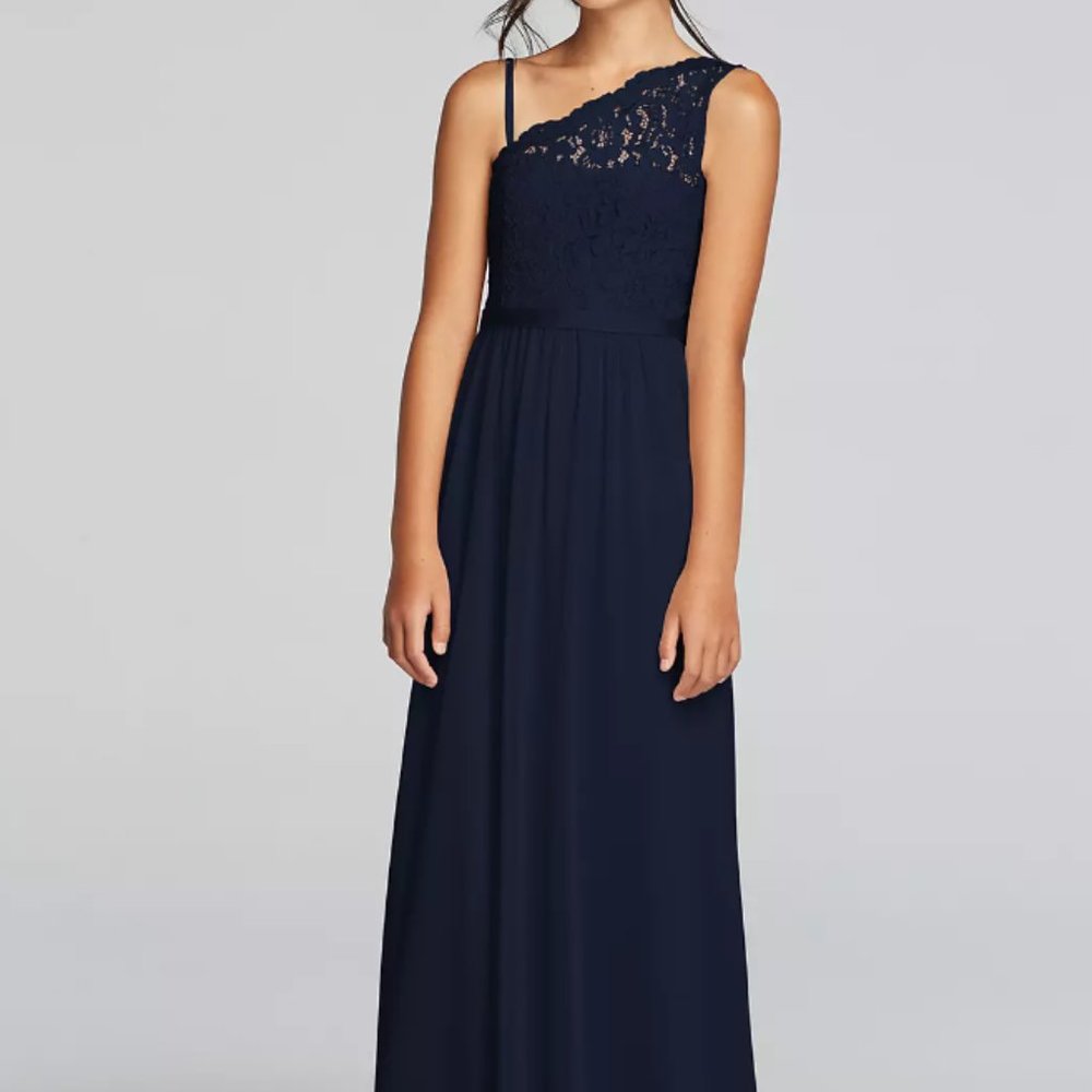 NWT David's Bridal One Shoulder Junior Bridesmaid Dress